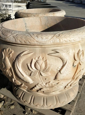 石雕鱼缸花盆庭院石缸天然青石水缸养鱼种花石盆石头大缸石槽摆件