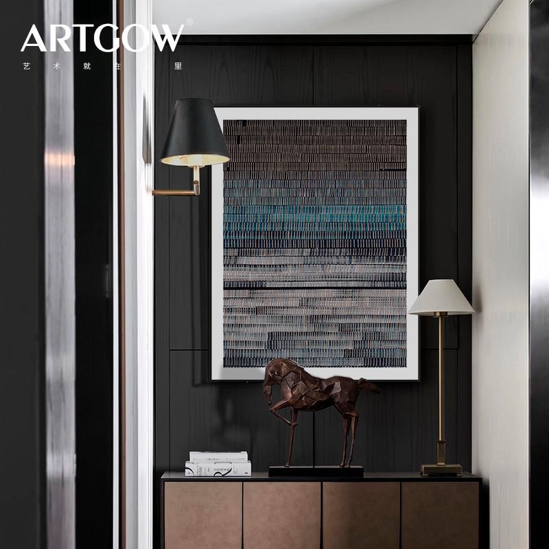 现代简约实物画抽象轻奢玄关肌理装饰画床头挂画酒店艺术壁画定制