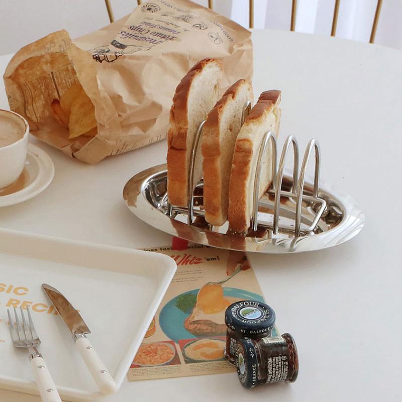 韩国ins风不锈钢面包架切片面包陈列架不锈钢餐盘烘焙收纳置物架