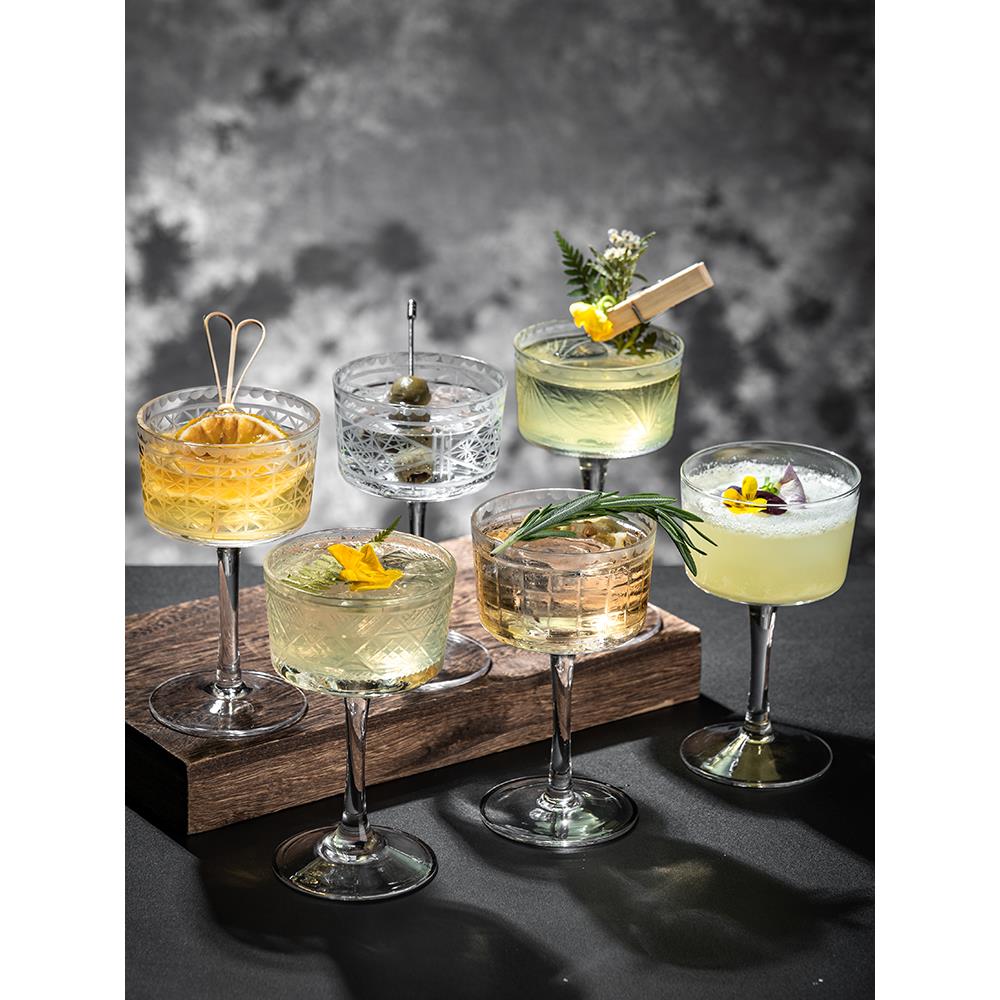 毛利隆雄马天尼杯日式鸡尾酒杯高脚杯手工水晶刻花玻璃杯调酒杯子