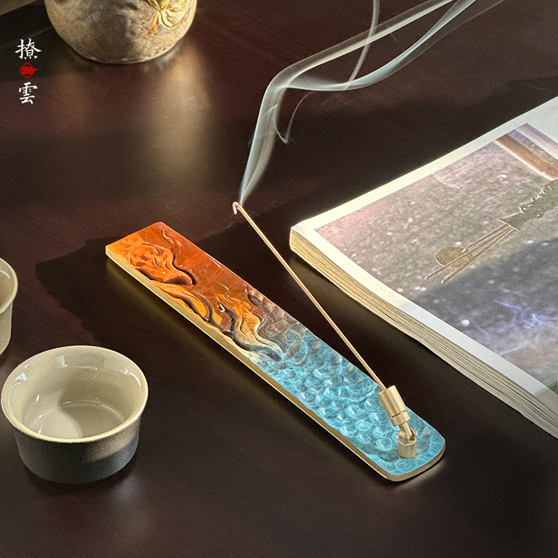 纯铜线香插香座香托卧香炉家用线香底座线香炉Q檀香盘托插香器禅