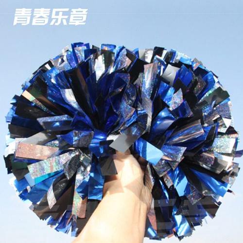 镭射斑点蓝色拉拉队手花啦啦操花球拉拉啦啦花球学校舞蹈表演道具