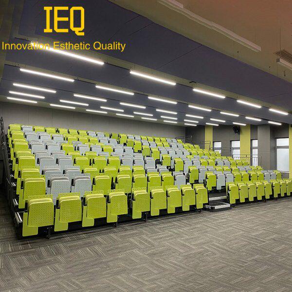 IEQ报告厅伸缩看台座椅电动带阶梯手动收纳观众席折叠剧场连排椅