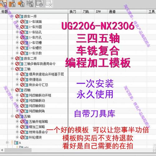 UG编程加工模板 NX2206三四五轴车铣复合编程模板 模具产品编程用