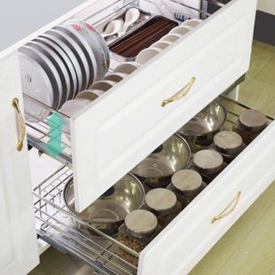 浅拉篮350深304不锈钢600橱柜碗碟蓝750厨房拉拦700抽屉式 800碗篮