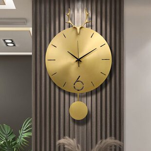 钟表客厅2024新款黄铜北欧装饰简约大气墙壁高端网红挂饰静音挂钟