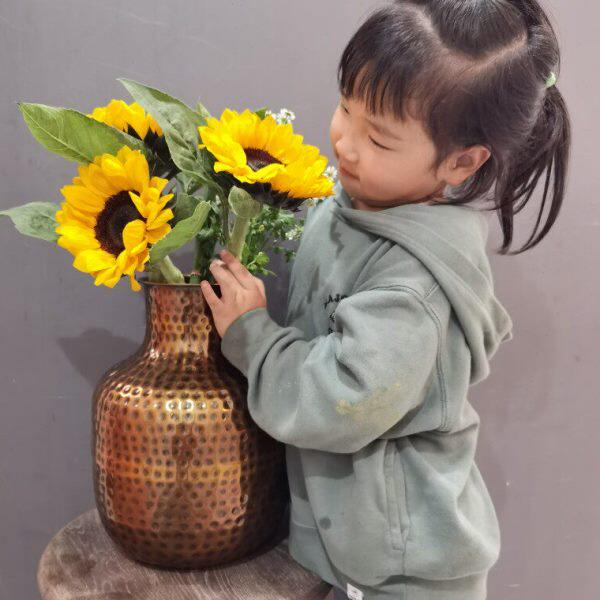 印度新款居家手工敲打做旧 花艺黄铜花瓶复古中古大小号