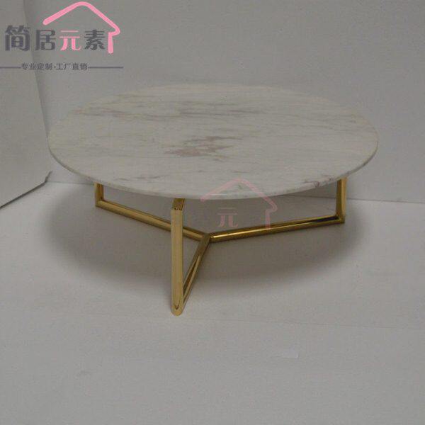 现代欧式客厅圆形大理石茶几时尚简约香槟金不锈钢沙发桌新款特卖