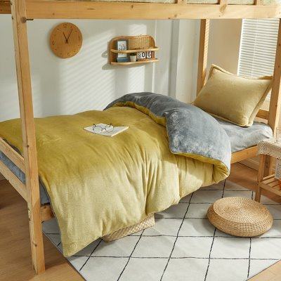 珊瑚绒床上三件套学生宿舍单人牛奶法兰绒冬季加厚四被子被褥全套