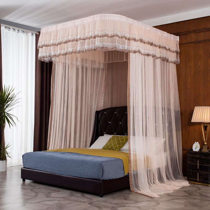 蚊帐家用导轨加厚支架1.5s/1.8m双向拉绳落地压脚/安装墙打孔牢固