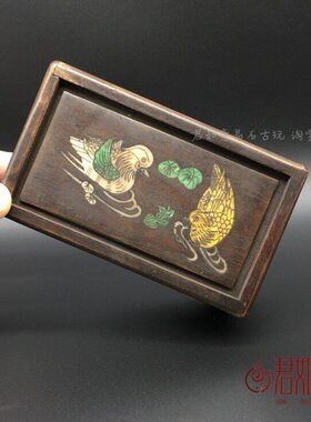 仿老镶嵌鸳鸯戏水带机关首饰盒木盒小盒子仿古木雕储物收纳盒嫁妆