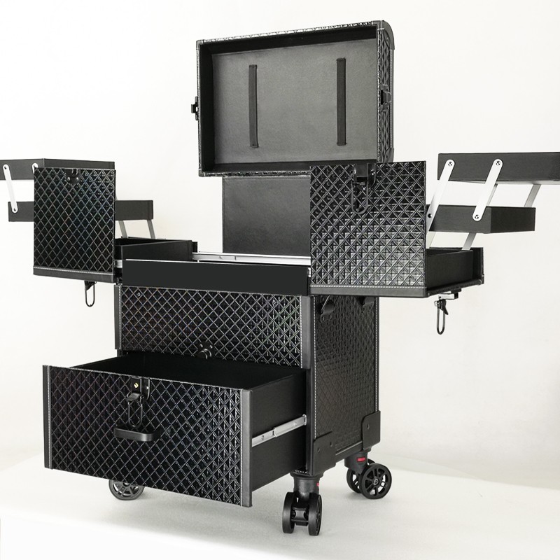 妆百纳拉杆化妆箱专业跟妆师手提大号容H量多层工具美甲纹绣收纳