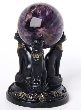 新款暗黑树脂圆底镶金p边亮黑色大号中号小号水晶球底座球托摆件