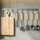 厨房挂钩免打孔锅铲勺子挂架厨具置物架不锈钢排钩壁挂式 挂墙收纳