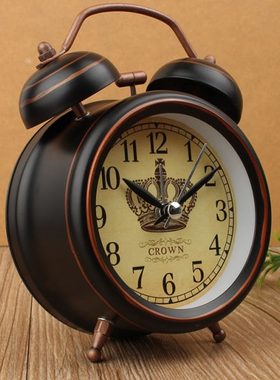 康巴丝静音复古怀旧表创意个性学生床头打铃简约欧式卧室金属闹钟