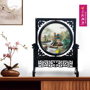玉玲湘绣双面绣摆件湖湘景点湖湘特色成品纯手工创意湘绣摆台