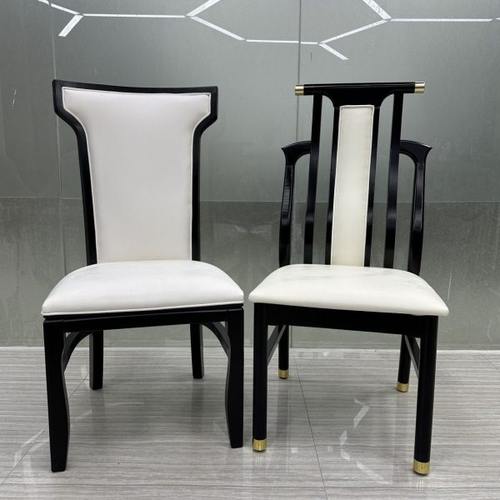 新中式实木餐椅餐厅饭店家用椅中式现代皮质酒店休闲椅靠背软包椅