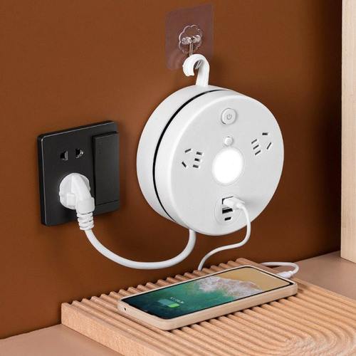 智能家用USB插座可收纳线上墙排插接线板宿舍用多插位插排拖线板