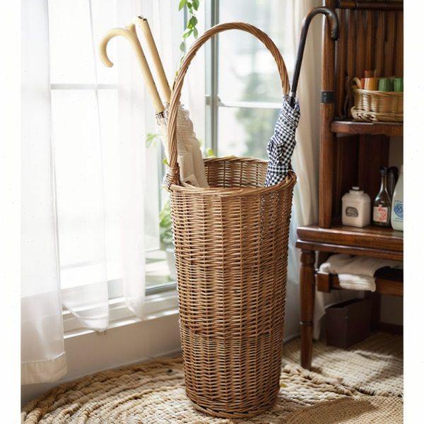 日式柳编雨伞收纳桶家用门口放伞置物架藤编编织脏衣篓手提收纳篮,住宅家具,家用雨伞架,淘宝优惠券,粉丝福利购,淘宝优惠卷