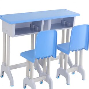 金汐极简初高中学生环保双人桌塑钢双层桌面校用课桌椅子家用凳子