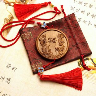 镜子新娘可挂脖子结婚陪嫁挂胸前出嫁手握压腰镜新郎挂绳新人