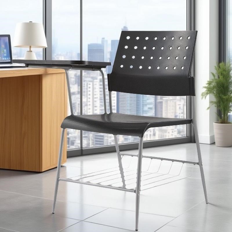 带桌板培c训椅会客教学会议椅可堆叠职员办公室塑料靠背椅子