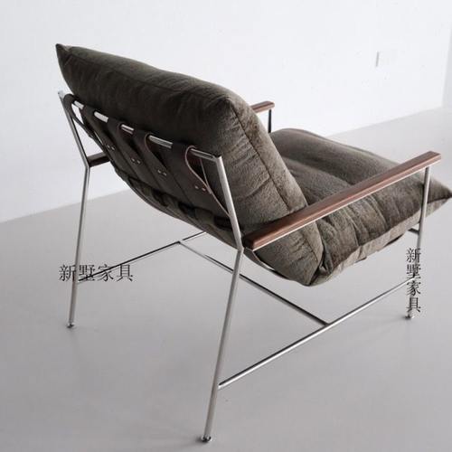 北欧复古单人沙发椅金属简约小户型家用客厅懒人椅躺椅阳台休闲椅