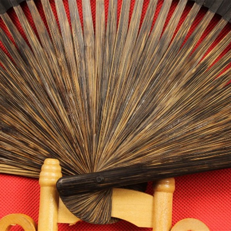 棕竹扇子传统全棕黑纸折扇78910J12寸戏曲扇质同王星纪