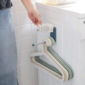 衣架收纳神器304不锈钢阳台置物架壁挂式 卫生间挂钩免打孔整理架