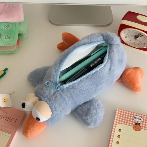 书桌上的小确幸~可爱毛绒笔袋大容量学生卡通知更鸟文具盒初中生
