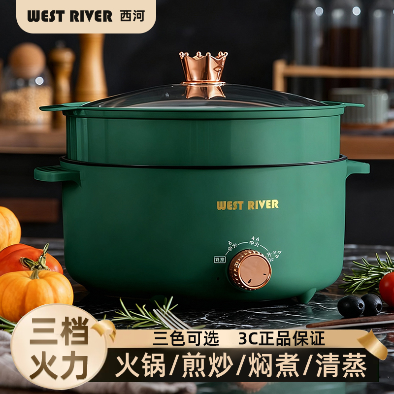 电煮锅多功能家用煎炒蒸煮电炒锅宿舍学生锅煮饭泡面电火锅炒菜锅