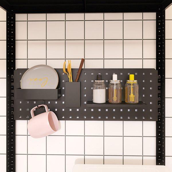 【黑色洞洞板+配件】 适用峰阳置物架收纳盒单双挂钩挂板书桌配件,收纳整理,其他收纳,淘宝优惠券,粉丝福利购,淘宝优惠卷