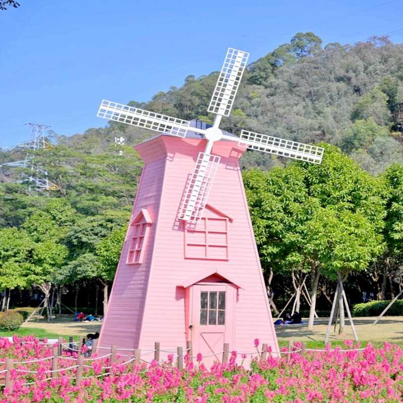 荷兰风车户外防腐木大风车网红z打卡拍照装置商业美陈装饰摆件定