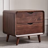 全乌金木床头柜全实木意式 极简现代轻奢原木家具主卧床边几储物柜