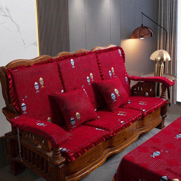 中式实木沙发海绵坐垫带靠背加厚四季通用老式木质椅垫单人组合,居家布艺,沙发垫,淘宝优惠券,粉丝福利购,淘宝优惠卷