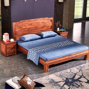 大德居红木刺猬紫檀大床素面简约全实木现代新中式 双人床卧室家具
