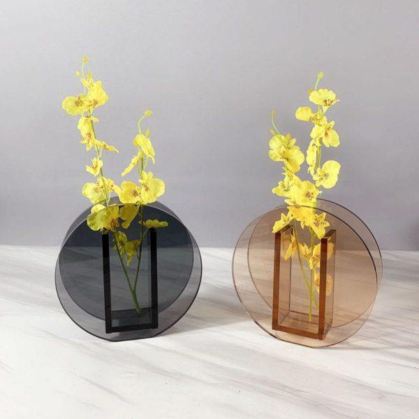 现代简约橘色灰色插花玻璃花瓶透明装饰花器家居桌面摆件客厅餐桌,家居饰品,花瓶,淘宝优惠券,粉丝福利购,淘宝优惠卷