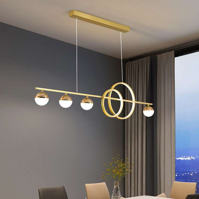 餐厅灯北欧轻奢长方形餐桌灯创意2025年新款吧台灯具简约现代吊灯