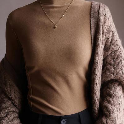 Q【丰色服饰打底衣微米德绒半高领打底衫女秋冬加绒内搭长袖上衣