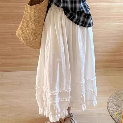 花边格子灯笼裤女夏季薄款2025新款慵懒风高腰宽松显瘦九分休闲裤