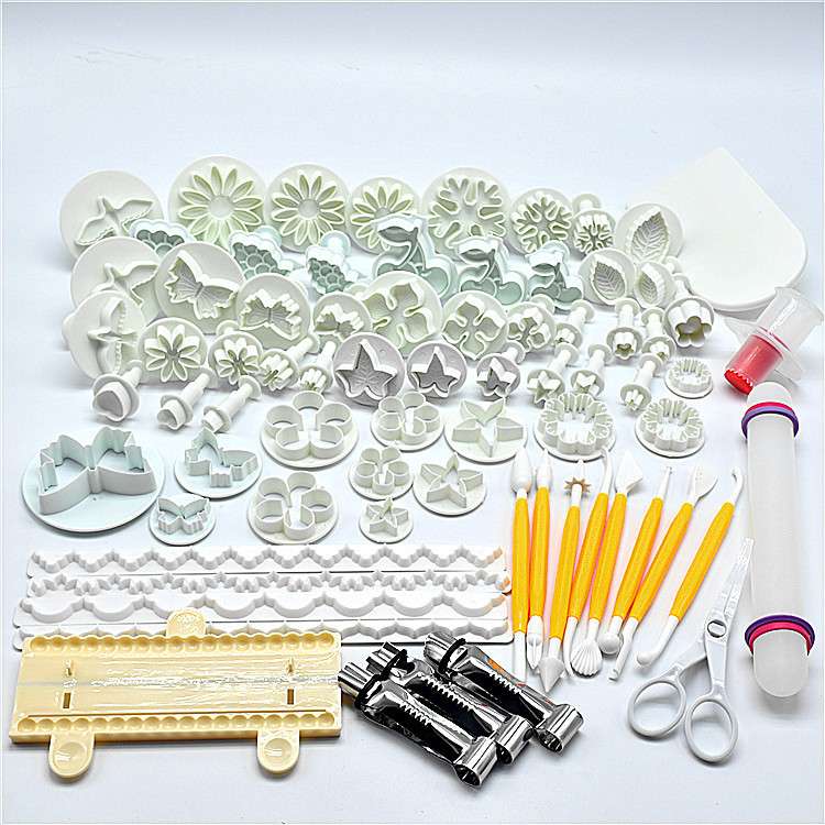 DIY烘焙 25款74件套 翻糖蛋糕套装塑料饼干切印花模套装弹簧模具