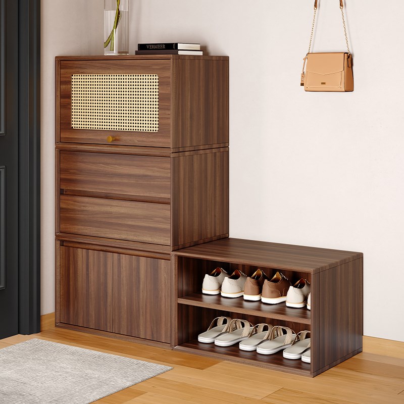 实木组合书架多功能自由组合柜靠墙客厅卧室收纳储物床边柜电视柜