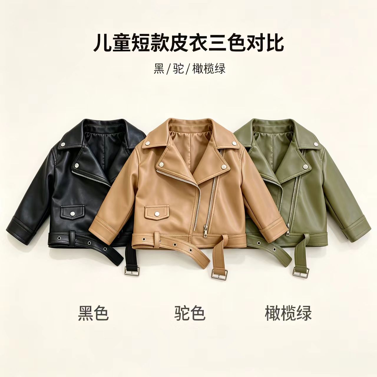 2026春秋款女童皮衣拉链衫儿童