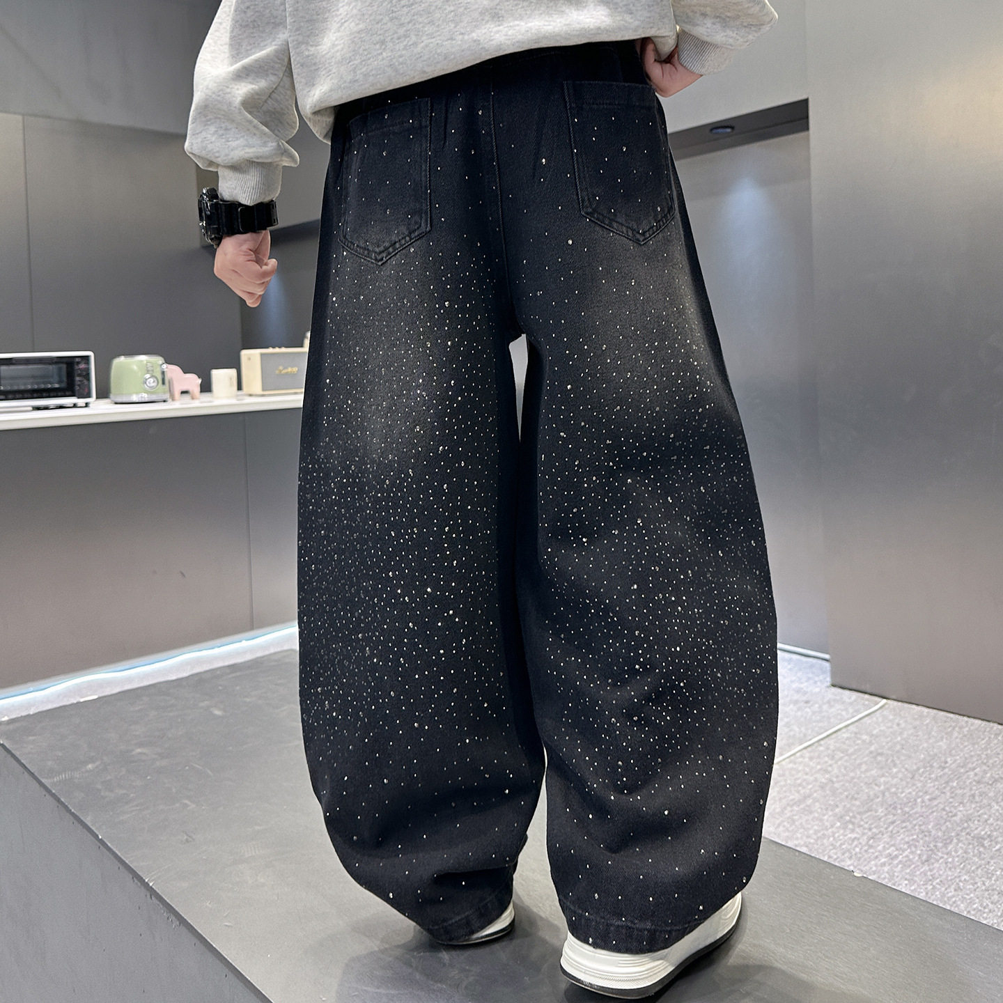 男童痞帅满钻牛仔裤2026新款儿童一体加绒宽松阔腿裤大童酷帅长裤,童装/婴儿装/亲子装,儿童牛仔裤,淘宝优惠券,粉丝福利购,淘宝优惠卷