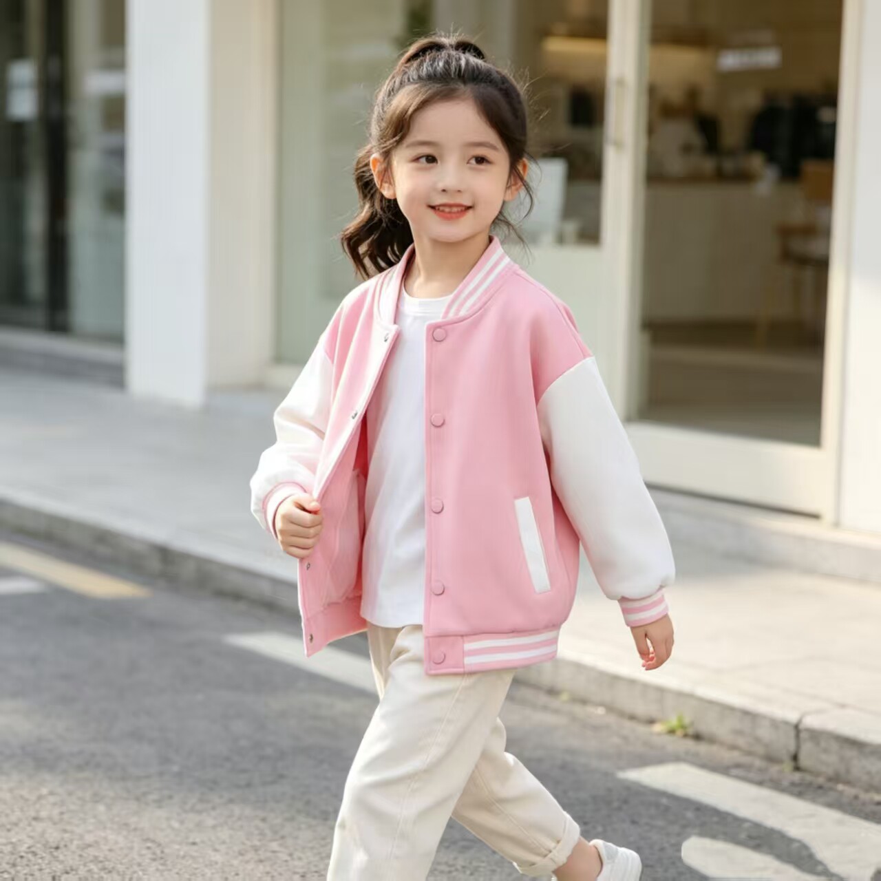 女大童装春秋款外套洋气棒球服