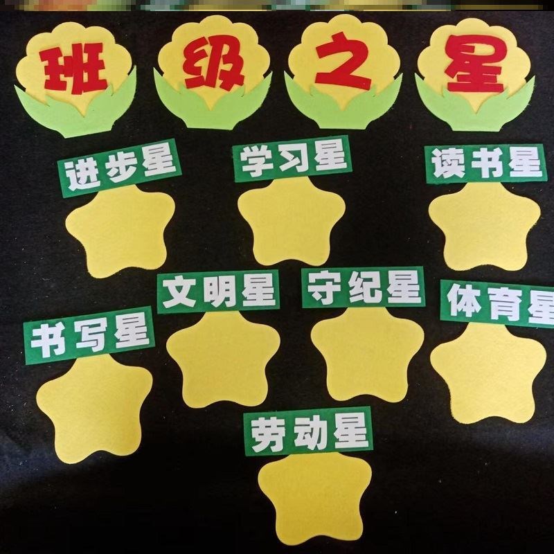 班级之星毛毡奖励装饰教室布置小学黑板报环创学习之星标语墙贴毡