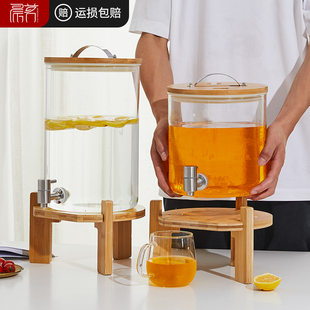 食品级玻璃储水桶大容量带龙头冷水桶带架子凉水壶水果茶桶饮料桶