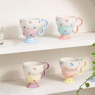 陶瓷杯马克杯子办公室水杯女生创意杯早餐杯牛奶杯高脚杯家用防烫