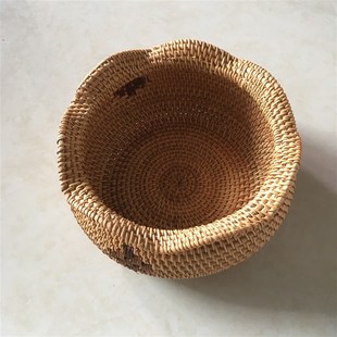 藤编收纳筐福袋水果零食杂物糖果筐家用桌面手工编织收纳盒