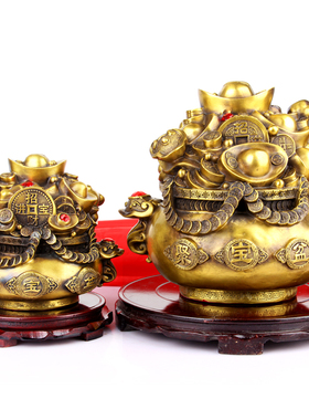 厚德居 纯铜聚宝盆摆件 客厅元宝存钱罐店铺开业工艺礼品